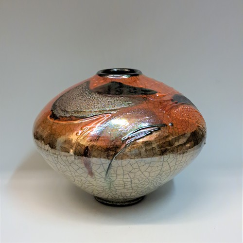 Click to view detail for #230756 Raku Glitter Pot $79